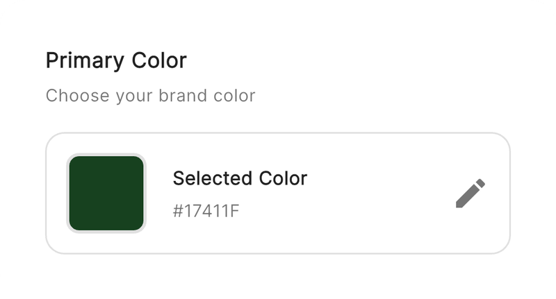 Primary colour picker showing #17411F